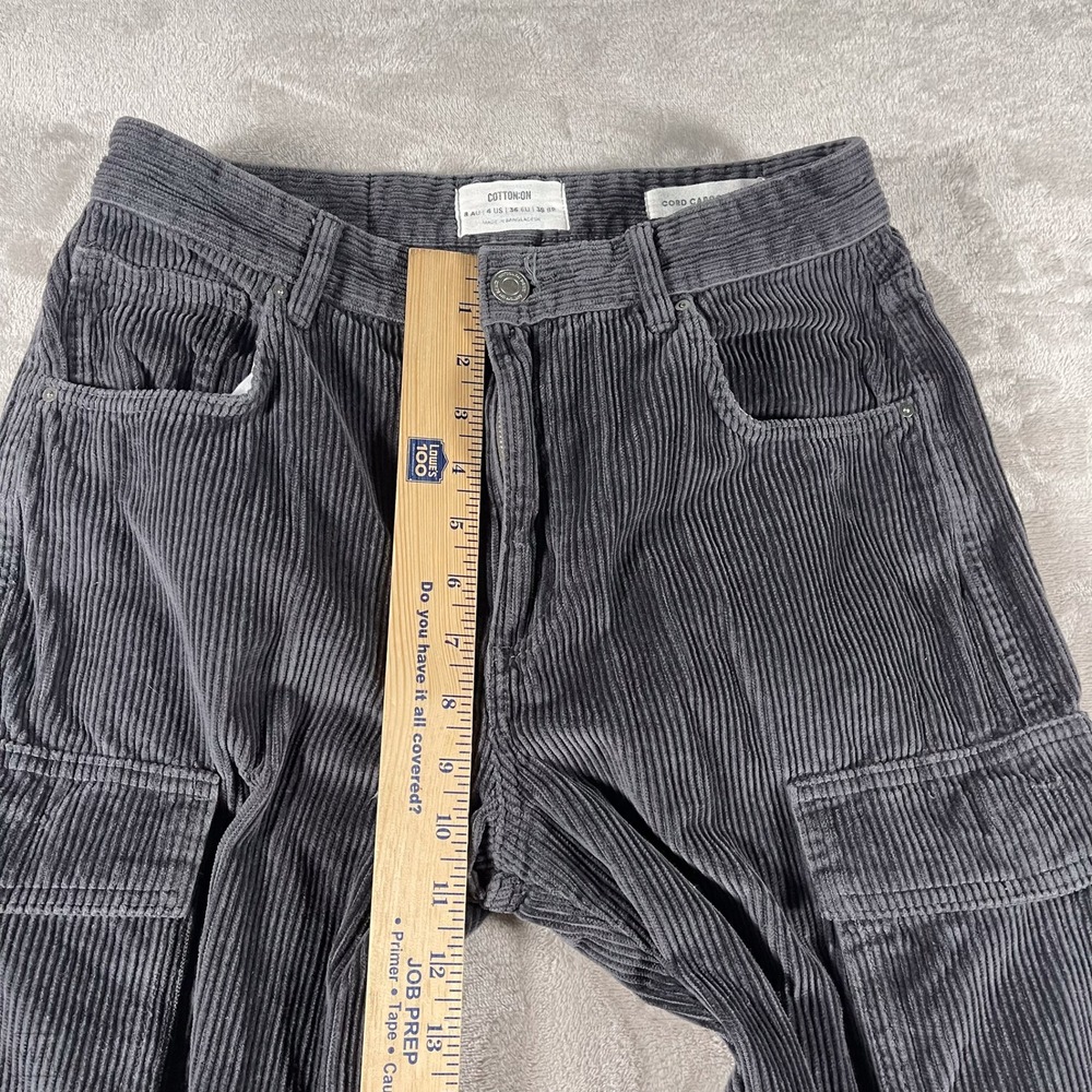 Cotton On Women's Pants Corduroy Cargo Jean Casual‎ Relaxed 4 Gray - Picture 4 of 8